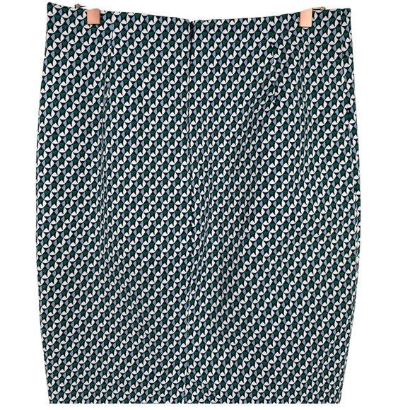 Boden Women's Richmond Pencil Skirt Green Blue Geometric Print Size 8‎ Preppy - Picture 7 of 12